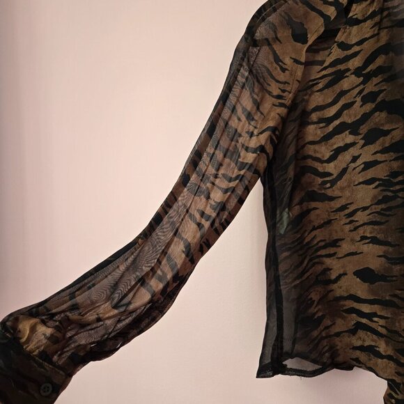 Diab'less Vintage Tiger Print Sheer Blouse size 2. Made in France - Picture 8 of 11